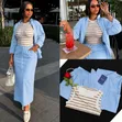 Beautiful Multi-Color Linen Maxi Skirt Set - 3