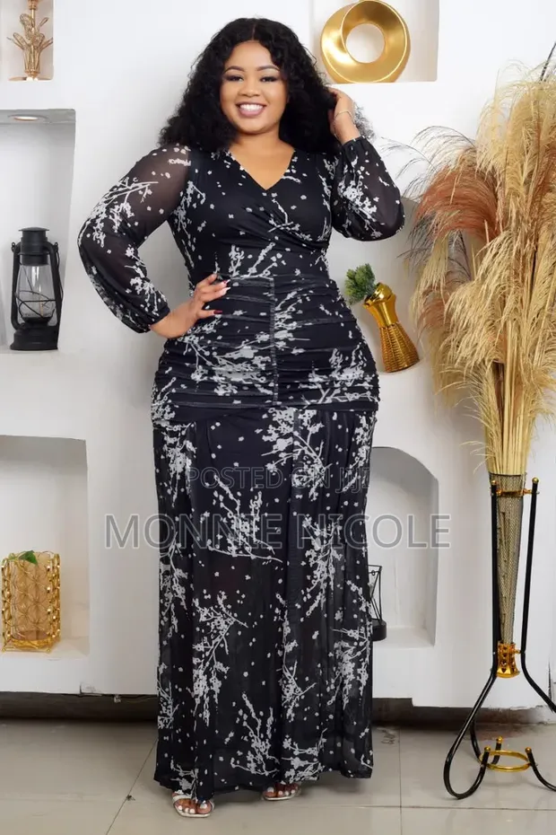 Elegant Black & White Dinner Dress - 1