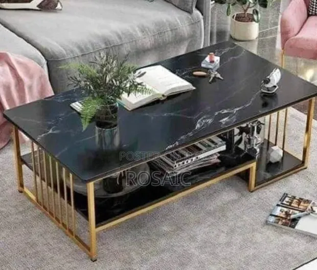 Executive Black Marble Coffee Table - 1