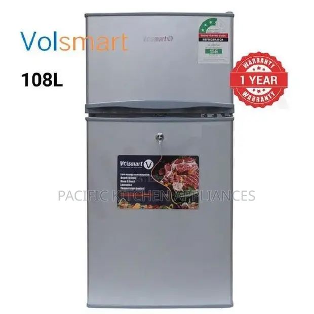 Volsmart VL-BCD108 108L Double Door Refrigerator, Silver - 1