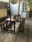 Mvule Hardwood Table and 2 Benches Set - 6ft Restaurant/Outdoor - 4