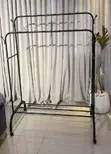 Double Pole Clothing Rack na Magurudumu & Rafu ya Chini - 1