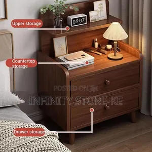 Minimalist Wooden Bedside Table with 2 Drawers