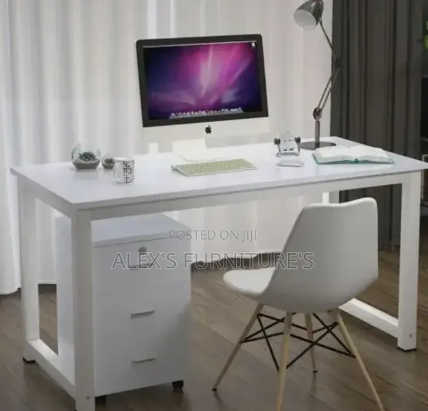 Boss Office Products All White Metal Frame Office Desk - 1