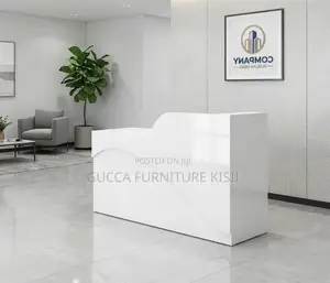 1.6m White Glossy Reception Desk