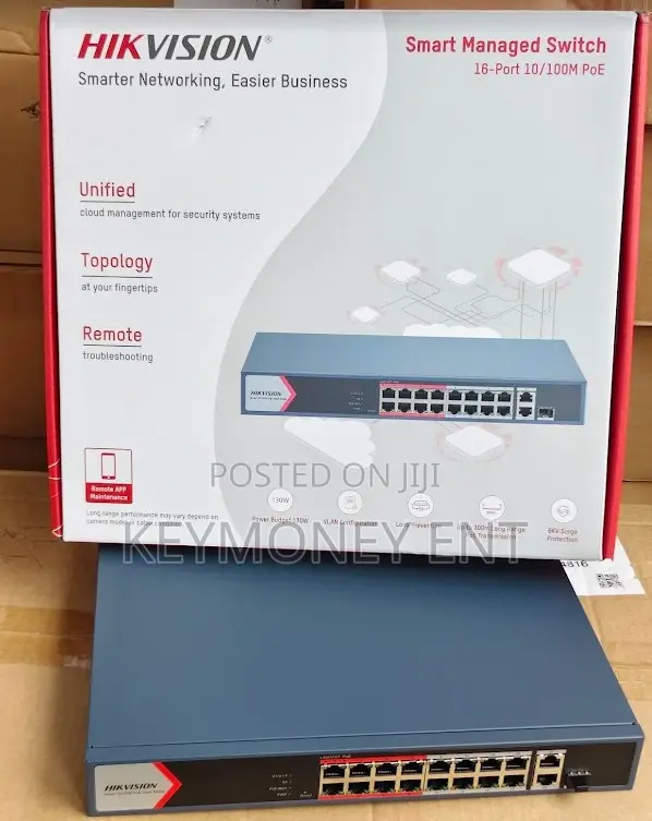Hikvision 16-Port 10/100Mbps PoE Switch (Up to 300m) - 1