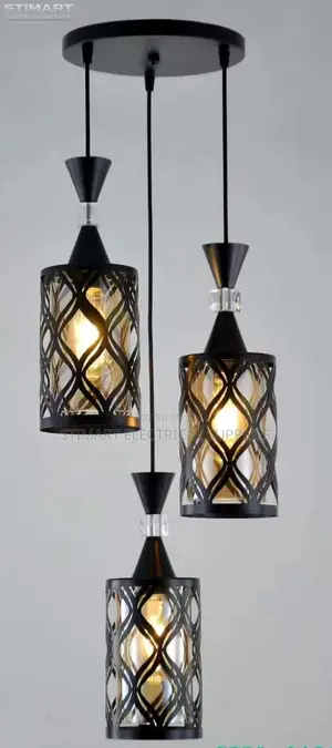 3-in-1 Black Wave Cage Pendant Light