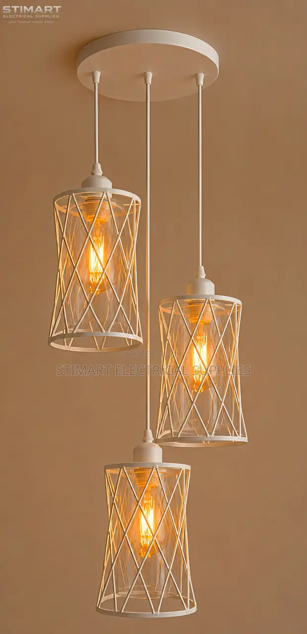 Mwanga wa Kunyongwa 3-in-1 White Criss-Cross Cage - 1