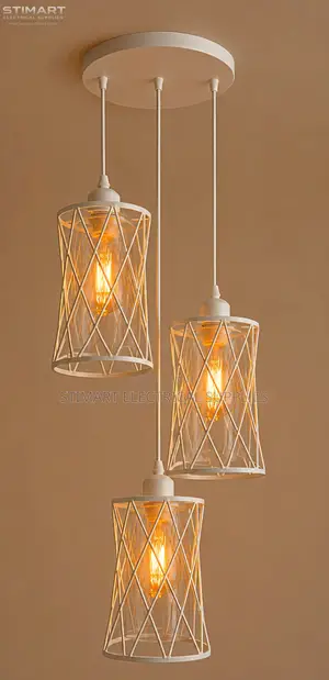 Mwanga wa Kunyongwa 3-in-1 White Criss-Cross Cage