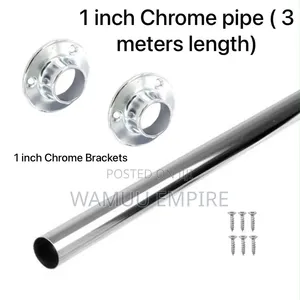25mm Chrome Wardrobe Hanging Pipe (3M) with Brackets
