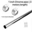 25mm Chrome Wardrobe Hanging Pipe (3M) with Brackets - 1