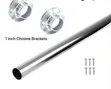 25mm Chrome Wardrobe Hanging Pipe (3M) with Brackets - 2
