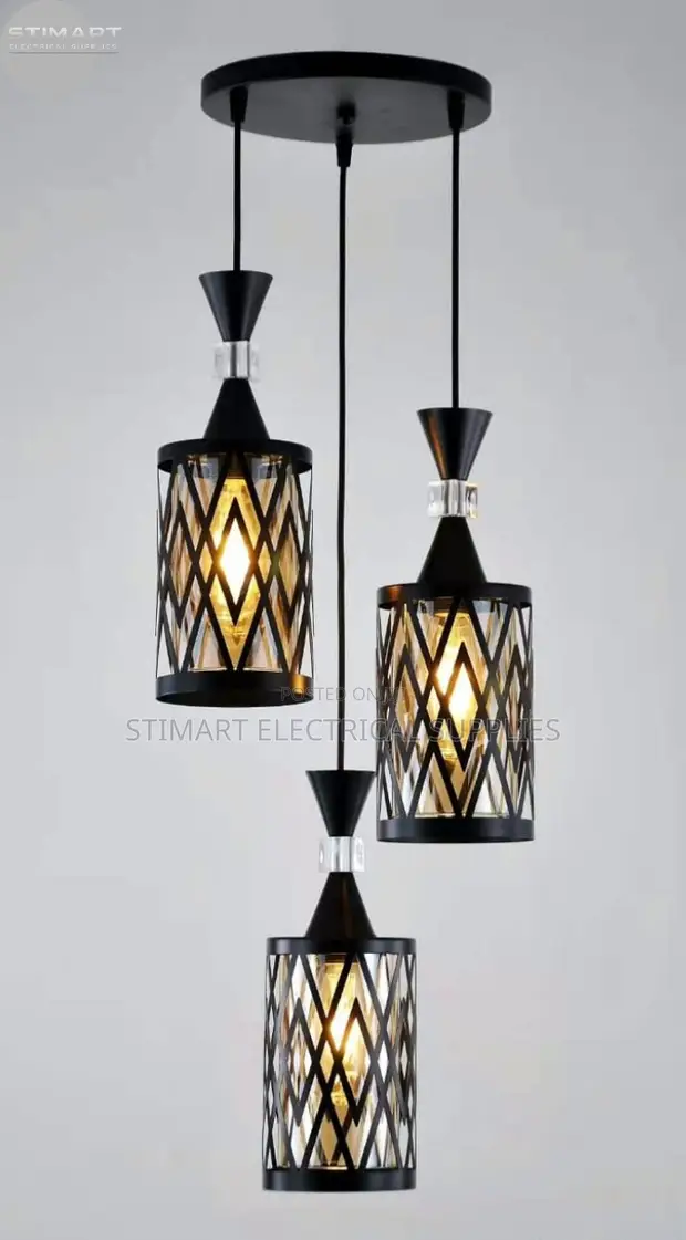 3-in-1 Black Diamond Cage Pendant Light - 1