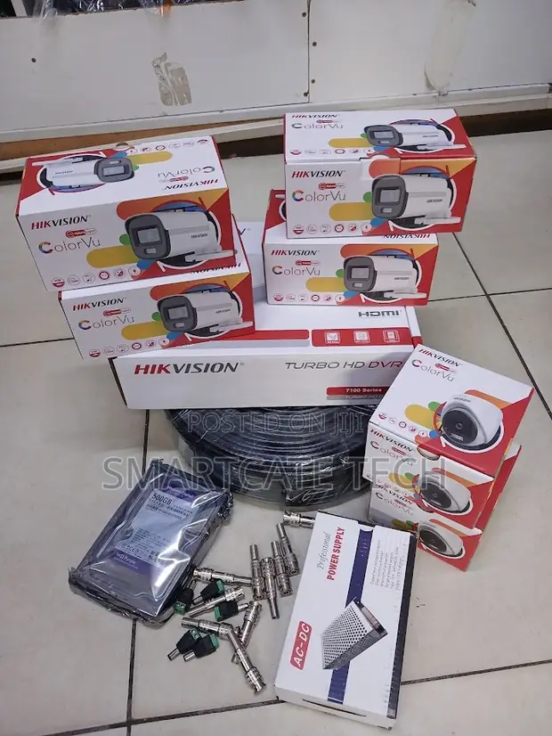 Hikvision 8CH DVR CCTV System with 6 ColorVu Cameras - 1