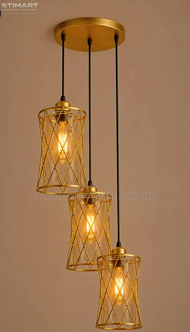 Mwanga wa Pendant wa Criss-Cross wa Dhahabu 3-kwa-1 - 1