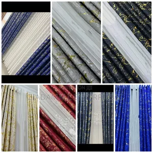 3pc Marble & Velvet Curtains