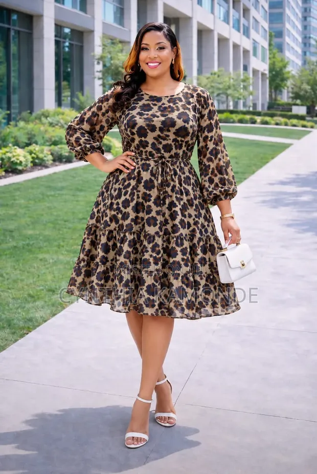 Animal Print Skater Dress - 1