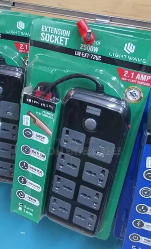 Lightwave 7-Way Extension Socket with USB & Type-C Ports