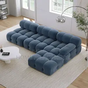 Modern Fabric L-Shaped Sofa - Blue