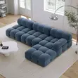 Modern Fabric L-Shaped Sofa - Blue - 1