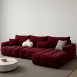 Modern Fabric L-Shaped Sofa - Blue - 3