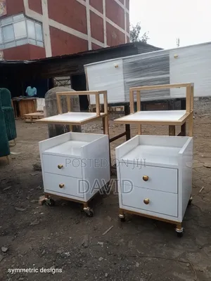 Kikasha cha Usiku Nyeupe chenye Droo 2 na Rafu 1