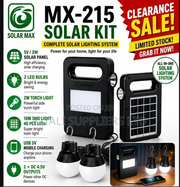 Solar Max MX-215 Complete Solar Home Lighting System Kit - 1