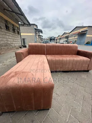 L-Sofa ya Viti 5 - Pamba na Velvet