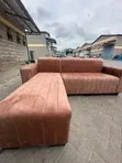 5 Seater L-Sofa - Cotton & Velvet - 1