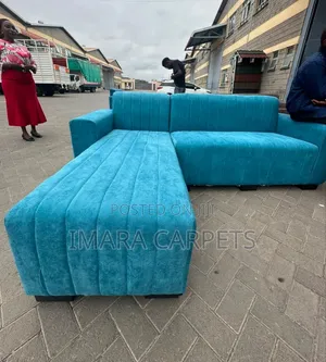 5 Seater L-Sofa - Cotton & Velvet