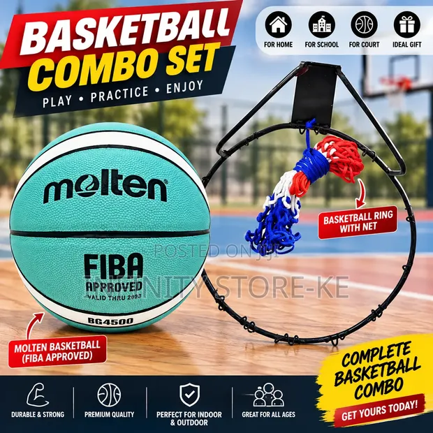 Basketball Hoop, Net & Ball Combo Set - 1