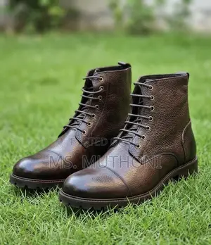 Genuine Leather High Cut Boots - Brown