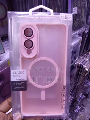 Kifuniko cha Pink MagSafe cha Kioo kwa Samsung S25 Edge