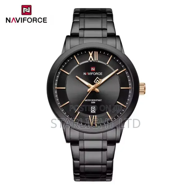 Naviforce NF9254 Silver Stainless Steel Green Sunray Dial Watch - 1