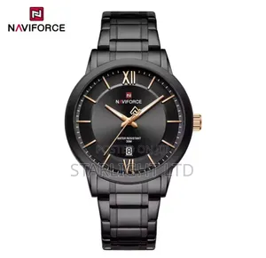 Naviforce NF9254 Silver Stainless Steel Green Sunray Dial Watch