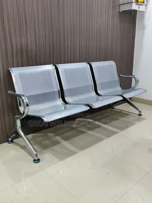 Modern Silver 3-Seater Non-Padded Waiting Bench
