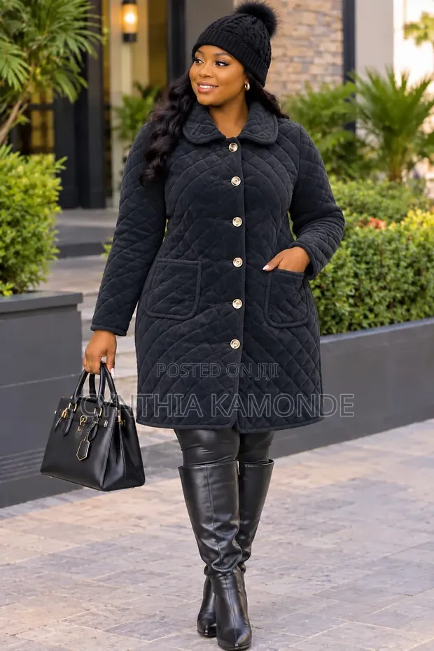 Velvet and Puffy Trench Coat - 1