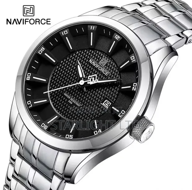 Naviforce 8032 Classic Black Steel Executive Men's Watch - 1