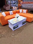 L-Shaped Sofa with Spring Cushion + Coffee Table - 1