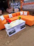 L-Shaped Sofa with Spring Cushion + Coffee Table - 2