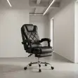 Executive Leather Office Chair with Footrest - Black - 1