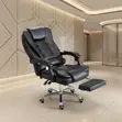 Executive Leather Office Chair with Footrest - Black - 3