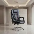 Executive Leather Office Chair with Footrest - Black - 5