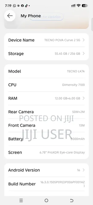 Tecno Pova Curve 2 5G 256GB Silver