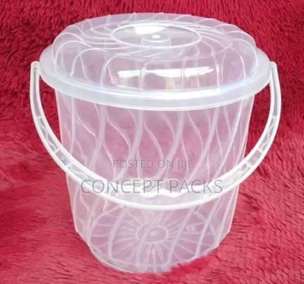 10L Clear Plastic Bucket with Lid and Handle - 1