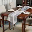 35x210cm Jacquard Table Runner - Grey Mwepesi Na Tassels - 1