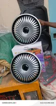 16" Glossy Black Inner Backing Wheel Caps with Silver Spokes - 2