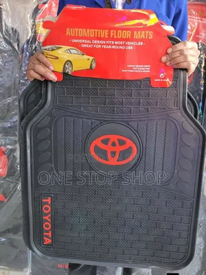 Black Toyota Floor Mats with White Lettering and TRD Accent