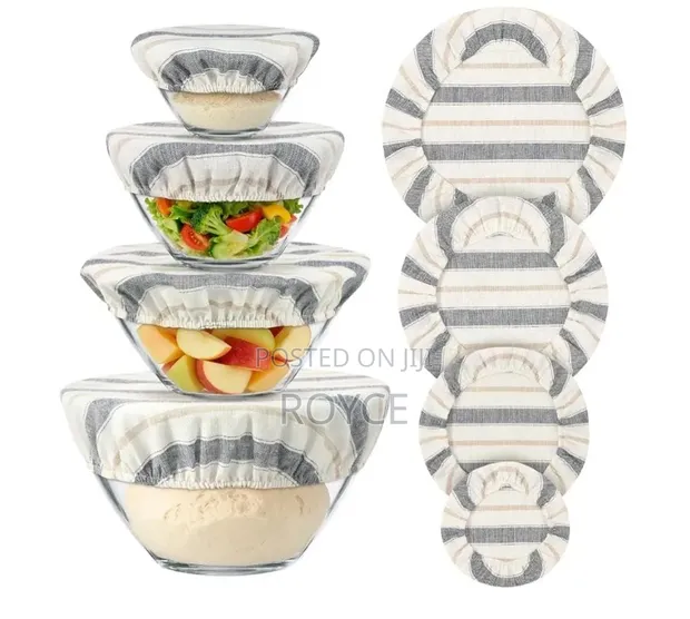 4pcs Premium Pamba Linen Vifuniko vya Bakuli - 1