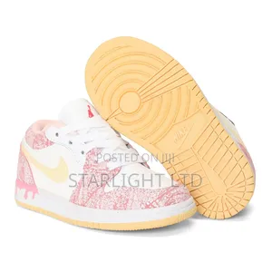 Kids' Pink & White Retro High-Top Sneakers (Sizes 24-37)